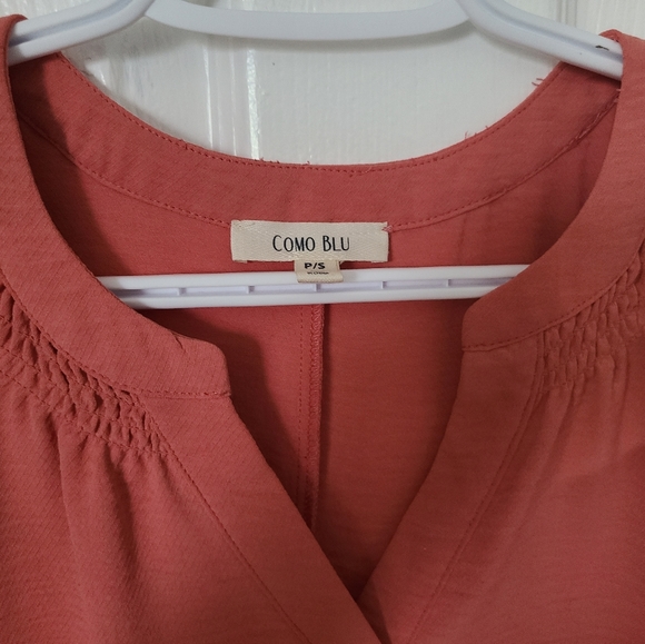 Como Blu Peach Flutter Sleave Blouse size small - Picture 3 of 4